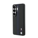 BMW Signature PU Leather Metal Logo Samsung Galaxy S26 Ultra MagSafe hátlap tok kameravédő peremmel, fekete