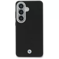   BMW Signature PU Leather Metal Logo Samsung Galaxy S26 MagSafe hátlap tok kameravédő peremmel, fekete