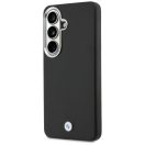 BMW Signature PU Leather Metal Logo Samsung Galaxy S26 Plus MagSafe hátlap tok kameravédő peremmel, fekete