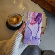   Tech-Protect Icon Samsung Galaxy A37 szilikon tok mikroszálas béléssel, márvány minta, rózsaszín