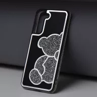 Teddy Bear Samsung Galaxy A37 csillogó köves tok, ezüst