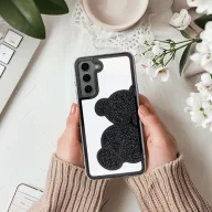 Teddy Bear Samsung Galaxy A37 csillogó köves tok, fekete