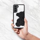 Teddy Bear Samsung Galaxy A37 csillogó köves tok, fekete
