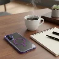   Frame Clear Hybrid Mag Samsung Galaxy A37 hátlap tok, MagSafe, átlátszó-lila