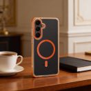 Frame Clear Hybrid Mag Samsung Galaxy A37 hátlap tok, MagSafe, átlátszó-narancs