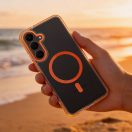 Frame Clear Hybrid Mag Samsung Galaxy A37 hátlap tok, MagSafe, átlátszó-narancs