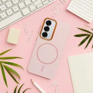   Frame Mag Samsung Galaxy A37 hátlap tok kameravédő peremmel, MagSafe, rózsaszín