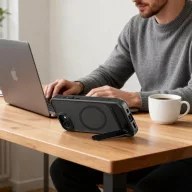   Tech-Protect Magcrack Apple iPhone 17e / iPhone 16e mágneses tok kitámasztóval, MagSafe, fekete