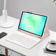   Tech-Protect Sc Pen + Keyboard Samsung Galaxy Tab A11 / Tab A9 oldalra nyíló, kitámasztható mappa tok ceruza tartóval, mágneses rögzítés, billentyűzettel, rózsaszín