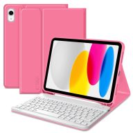   Tech-Protect Sc Pen Apple iPhone iPad 11 2025 / iPad 10.9 2022 oldalra nyíló, kitámasztható mappa tok ceruza tartóval, mágneses rögzítés, billentyűzettel, rózsaszín