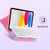   Tech-Protect Sc Pen Apple iPhone iPad 11 2025 / iPad 10.9 2022 oldalra nyíló, kitámasztható mappa tok ceruza tartóval, mágneses rögzítés, billentyűzettel, rózsaszín