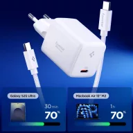   Spigen EE451EU Essential USB-C töltő adapter + USB-C töltő- és adatkábel, 45W, 1m, fehér