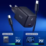   Spigen EE451EU Essential USB-C töltő adapter + USB-C töltő- és adatkábel, 45W, 1m, fekete