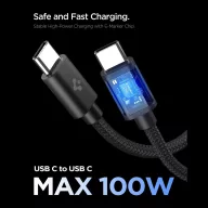   Spigen EE451EU Essential USB-C töltő adapter + USB-C töltő- és adatkábel, 45W, 1m, fekete