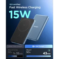   Spigen EA2205MQ Essential Powerbank / külső akkumulátor, mágneses, MagSafe, kompakt, 5000mAh, 22.5W, Qi2, kék