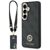   Guess 4G Big Rhinestone Triangle Strap Samsung Galaxy S26 mágneses tok pánttal, MagSafe, fekete