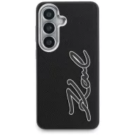   Karl Lagerfeld Grained Signature Metal Resin Logo Samsung Galaxy S26 tok, fekete
