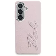   Karl Lagerfeld Grained Signature Metal Resin Logo Samsung Galaxy S26 tok, rózsaszín