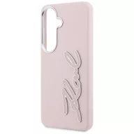   Karl Lagerfeld Grained Signature Metal Resin Logo Samsung Galaxy S26 tok, rózsaszín