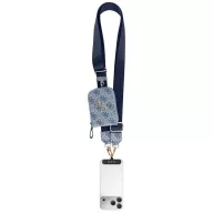  Guess Crossbody Strap PU 4G Metal Logo vállpánt / univerzális pánt pénztárcával, telefonra rögzíthető, kék