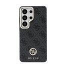Guess PU Leather 4G Strass Logo Gold Frame Samsung Galaxy S26 Ultra mágneses tok, MagSafe, fekete-arany