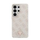 Guess PU Leather 4G Strass Triangle Logo Gold Frame Samsung Galaxy S26 Ultra mágneses tok, MagSafe, rózsaszín-arany