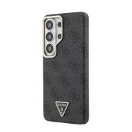   Guess PU Leather 4G Strass Triangle Logo Gold Frame Samsung Galaxy S26 Ultra mágneses tok, MagSafe, fekete-arany