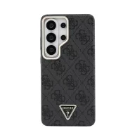   Guess PU Leather 4G Strass Triangle Logo Gold Frame Samsung Galaxy S26 Ultra mágneses tok, MagSafe, fekete-arany