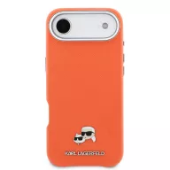  Karl Lagerfeld PU Karl and Choupette Heads Pins Apple iPhone Air (2025) mágneses tok, MagSafe, narancs-ezüst