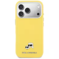   Karl Lagerfeld PU Karl and Choupette Heads Pins Apple iPhone 17 Pro mágneses tok, MagSafe, sárga-ezüst