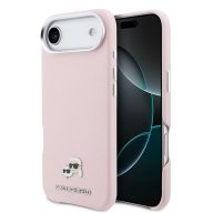   Karl Lagerfeld PU Karl and Choupette Heads Pins Apple iPhone Air (2025) mágneses tok, MagSafe, rózsaszín-ezüst
