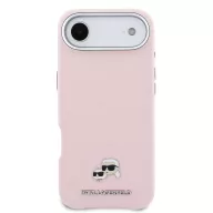   Karl Lagerfeld PU Karl and Choupette Heads Pins Apple iPhone Air (2025) mágneses tok, MagSafe, rózsaszín-ezüst