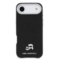   Karl Lagerfeld PU Karl and Choupette Heads Pins Apple iPhone Air (2025) mágneses tok, MagSafe, fekete-ezüst