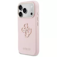   Guess PU Resin Logo Apple iPhone 17 Pro tok kameravédő peremmel, rózsaszín-arany