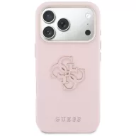   Guess PU Resin Logo Apple iPhone 17 Pro tok kameravédő peremmel, rózsaszín-arany