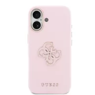   Guess PU Resin Logo Apple iPhone 17 tok kameravédő peremmel, rózsaszín-arany