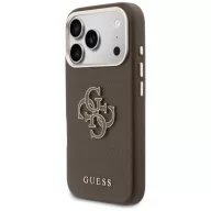  Guess PU Resin Logo Apple iPhone 17 Pro tok kameravédő peremmel, barna-arany