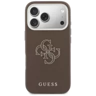   Guess PU Resin Logo Apple iPhone 17 Pro tok kameravédő peremmel, barna-arany