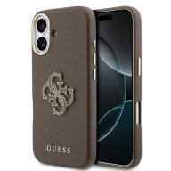   Guess PU Resin Logo Apple iPhone 17 tok kameravédő peremmel, barna-arany