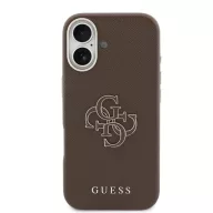   Guess PU Resin Logo Apple iPhone 17 tok kameravédő peremmel, barna-arany