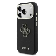   Guess PU Resin Logo Apple iPhone 17 Pro tok kameravédő peremmel, fekete-arany