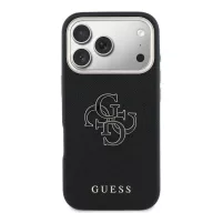   Guess PU Resin Logo Apple iPhone 17 Pro tok kameravédő peremmel, fekete-arany