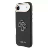   Guess PU Resin Logo Apple iPhone Air (2025) tok kameravédő peremmel, fekete-arany