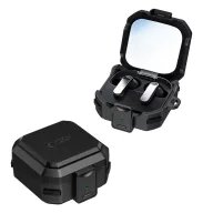   Tech-Protect Carbonox Samsung Galaxy Buds 4 / Buds 4 Pro ütésálló tok megerősített sarokkal, karabinerrel, fekete