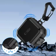   Tech-Protect Carbonox Samsung Galaxy Buds 4 / Buds 4 Pro ütésálló tok megerősített sarokkal, karabinerrel, fekete