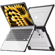   Tech-Protect Smartshell Pro Apple Macbook Air 13 M2-M5 2023-2026 tok megerősített sarokkal, fekete-átlátszó