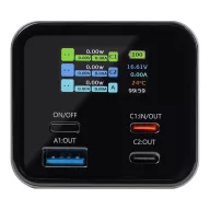   Tactical Squad Battalion USB-C-USB-A Power bank / külső akkumulátor kijelzővel, 20000mAh, 65W, térkép minta, ezüst