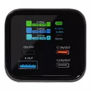 Tactical Squad Battalion USB-C-USB-A Power bank / külső akkumulátor kijelzővel, 27000mAh, 65W, térkép minta, ezüst