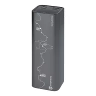   Tactical Squad Battalion USB-C-USB-A Power bank / külső akkumulátor kijelzővel, 27000mAh, 65W, térkép minta, ezüst