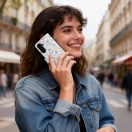 Tech-Protect Wallet Samsung Galaxy A57 flip / kinyitható tok, virág minta, fehér